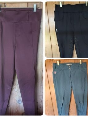 Women's Riding Tights / Breeches size Large - Burgundy, Black & Teal